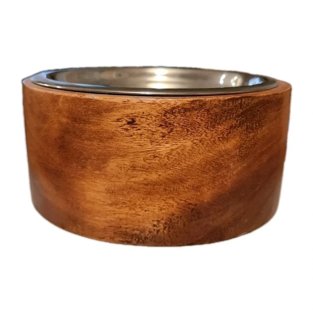 Dog Bowl Stand Acacia Wood 6 3/4